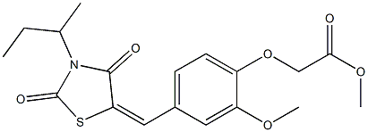 methyl {4-[(3-sec-butyl-2,4-dioxo-1,3-thiazolidin-5-ylidene)methyl]-2-methoxyphenoxy}acetate Struktur