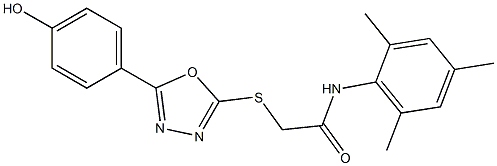 2-{[5-(4-hydroxyphenyl)-1,3,4-oxadiazol-2-yl]sulfanyl}-N-(2,4,6-trimethylphenyl)acetamide Struktur