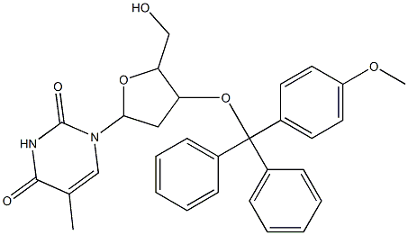 1-{5-(hydroxymethyl)-4-[(4-methoxyphenyl)(diphenyl)methoxy]tetrahydro-2-furanyl}-5-methyl-2,4(1H,3H)-pyrimidinedione Struktur