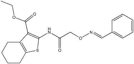 ethyl 2-({[(benzylideneamino)oxy]acetyl}amino)-4,5,6,7-tetrahydro-1-benzothiophene-3-carboxylate Struktur