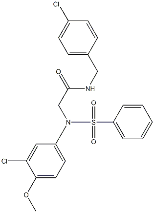 2-[[3-chloro-4-(methyloxy)phenyl](phenylsulfonyl)amino]-N-[(4-chlorophenyl)methyl]acetamide Struktur