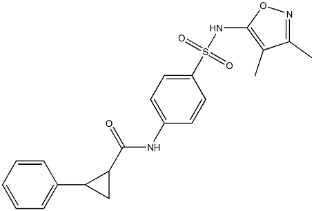 N-(4-{[(3,4-dimethyl-5-isoxazolyl)amino]sulfonyl}phenyl)-2-phenylcyclopropanecarboxamide Struktur