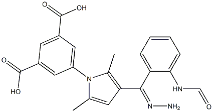 5-{3-[2-(anilinocarbonyl)carbohydrazonoyl]-2,5-dimethyl-1H-pyrrol-1-yl}isophthalic acid Struktur