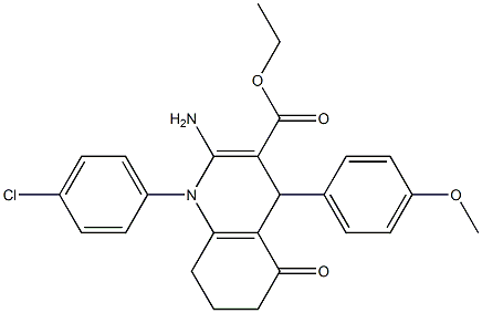 ethyl 2-amino-1-(4-chlorophenyl)-4-(4-methoxyphenyl)-5-oxo-1,4,5,6,7,8-hexahydro-3-quinolinecarboxylate Struktur