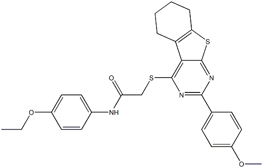 N-(4-ethoxyphenyl)-2-{[2-(4-methoxyphenyl)-5,6,7,8-tetrahydro[1]benzothieno[2,3-d]pyrimidin-4-yl]sulfanyl}acetamide Struktur