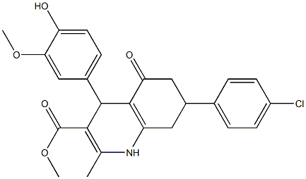 methyl 7-(4-chlorophenyl)-4-(4-hydroxy-3-methoxyphenyl)-2-methyl-5-oxo-1,4,5,6,7,8-hexahydro-3-quinolinecarboxylate Struktur