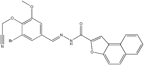 N'-[3-bromo-4-(cyanomethoxy)-5-methoxybenzylidene]naphtho[2,1-b]furan-2-carbohydrazide Struktur