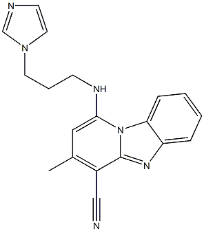 1-{[3-(1H-imidazol-1-yl)propyl]amino}-3-methylpyrido[1,2-a]benzimidazole-4-carbonitrile Struktur