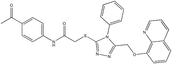 N-(4-acetylphenyl)-2-({4-phenyl-5-[(8-quinolinyloxy)methyl]-4H-1,2,4-triazol-3-yl}sulfanyl)acetamide Struktur