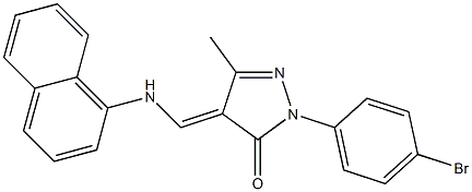 2-(4-bromophenyl)-5-methyl-4-[(1-naphthylamino)methylene]-2,4-dihydro-3H-pyrazol-3-one Struktur