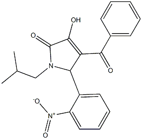 4-benzoyl-3-hydroxy-5-{2-nitrophenyl}-1-isobutyl-1,5-dihydro-2H-pyrrol-2-one Struktur