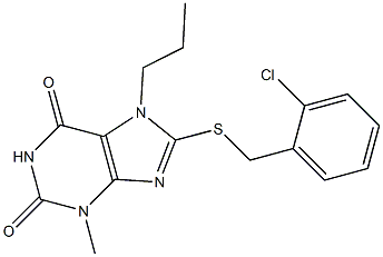 8-{[(2-chlorophenyl)methyl]sulfanyl}-3-methyl-7-propyl-3,7-dihydro-1H-purine-2,6-dione Struktur