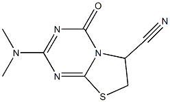 2-(dimethylamino)-4-oxo-6,7-dihydro-4H-[1,3]thiazolo[3,2-a][1,3,5]triazine-6-carbonitrile Struktur