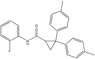 N-(2-fluorophenyl)-2,2-bis(4-methylphenyl)cyclopropanecarboxamide Struktur