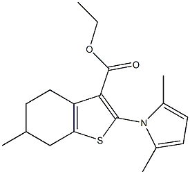 ethyl 2-(2,5-dimethyl-1H-pyrrol-1-yl)-6-methyl-4,5,6,7-tetrahydro-1-benzothiophene-3-carboxylate Struktur