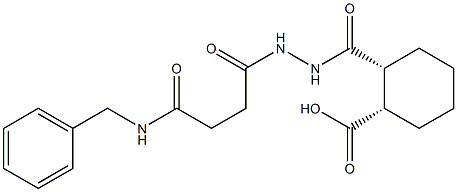 (1S,2R)-2-({2-[4-(benzylamino)-4-oxobutanoyl]hydrazino}carbonyl)cyclohexanecarboxylic acid Struktur