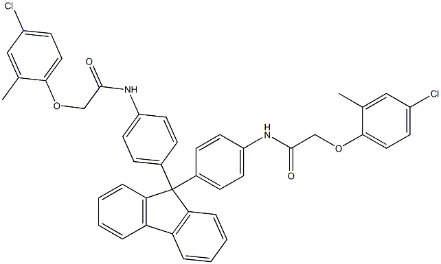 2-(4-chloro-2-methylphenoxy)-N-{4-[9-(4-{[2-(4-chloro-2-methylphenoxy)acetyl]amino}phenyl)-9H-fluoren-9-yl]phenyl}acetamide Struktur