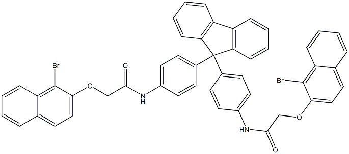 2-[(1-bromo-2-naphthyl)oxy]-N-(4-{9-[4-({2-[(1-bromo-2-naphthyl)oxy]acetyl}amino)phenyl]-9H-fluoren-9-yl}phenyl)acetamide Struktur