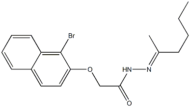 2-[(1-bromo-2-naphthyl)oxy]-N'-[(E)-1-methylpentylidene]acetohydrazide Struktur