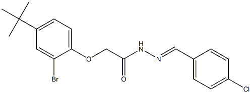 2-[2-bromo-4-(tert-butyl)phenoxy]-N'-[(E)-(4-chlorophenyl)methylidene]acetohydrazide Struktur