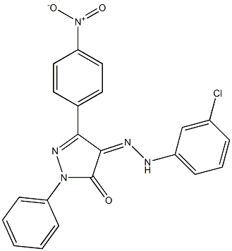 3-(4-nitrophenyl)-1-phenyl-1H-pyrazole-4,5-dione 4-[N-(3-chlorophenyl)hydrazone] Struktur