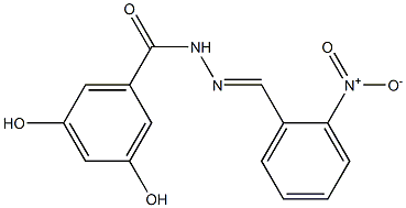 3,5-dihydroxy-N'-[(E)-(2-nitrophenyl)methylidene]benzohydrazide Struktur