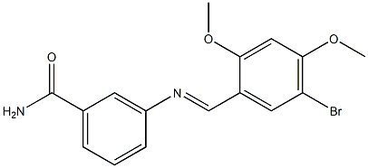 3-{[(E)-(5-bromo-2,4-dimethoxyphenyl)methylidene]amino}benzamide Struktur