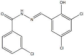 3-chloro-N'-[(E)-(3,5-dichloro-2-hydroxyphenyl)methylidene]benzohydrazide Struktur