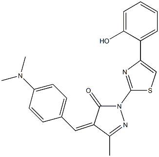 4-{(Z)-[4-(dimethylamino)phenyl]methylidene}-1-[4-(2-hydroxyphenyl)-1,3-thiazol-2-yl]-3-methyl-1H-pyrazol-5-one Struktur