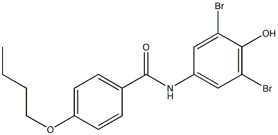 4-butoxy-N-(3,5-dibromo-4-hydroxyphenyl)benzamide Struktur