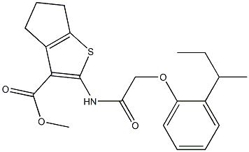 methyl 2-({2-[2-(sec-butyl)phenoxy]acetyl}amino)-5,6-dihydro-4H-cyclopenta[b]thiophene-3-carboxylate Struktur