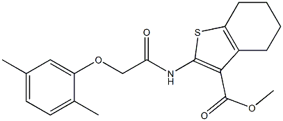 methyl 2-{[2-(2,5-dimethylphenoxy)acetyl]amino}-4,5,6,7-tetrahydro-1-benzothiophene-3-carboxylate Struktur