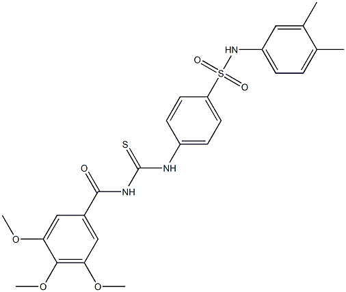 N-(3,4-dimethylphenyl)-4-({[(3,4,5-trimethoxybenzoyl)amino]carbothioyl}amino)benzenesulfonamide Struktur