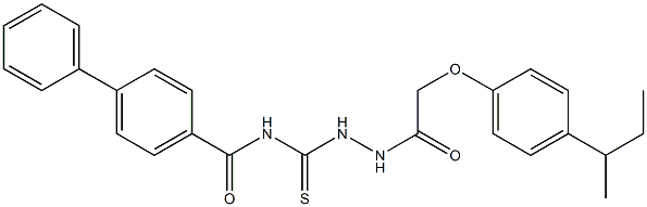 N-[(2-{2-[4-(sec-butyl)phenoxy]acetyl}hydrazino)carbothioyl][1,1'-biphenyl]-4-carboxamide Struktur