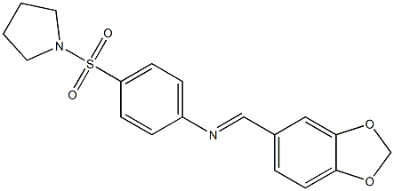 N-[(E)-1,3-benzodioxol-5-ylmethylidene]-N-[4-(1-pyrrolidinylsulfonyl)phenyl]amine Struktur