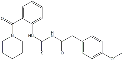 N-[2-(4-methoxyphenyl)acetyl]-N'-[2-(1-piperidinylcarbonyl)phenyl]thiourea Struktur