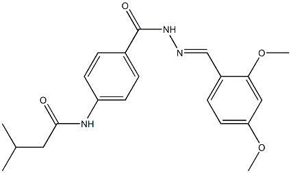 N-[4-({2-[(E)-(2,4-dimethoxyphenyl)methylidene]hydrazino}carbonyl)phenyl]-3-methylbutanamide Struktur