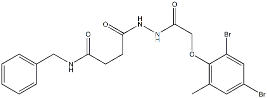 N-benzyl-4-{2-[2-(2,4-dibromo-6-methylphenoxy)acetyl]hydrazino}-4-oxobutanamide Struktur