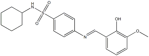 N-cyclohexyl-4-{[(E)-(2-hydroxy-3-methoxyphenyl)methylidene]amino}benzenesulfonamide Struktur