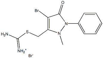 amino{[(4-bromo-2-methyl-5-oxo-1-phenyl-2,5-dihydro-1H-pyrazol-3-yl)methyl]sulfanyl}methaniminium bromide Struktur