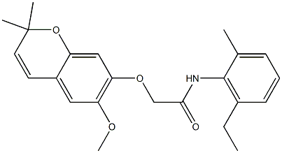 2-[[2,2-Dimethyl-6-methoxy-2H-1-benzopyran-7-yl]oxy]-2'-methyl-6'-ethylacetanilide Struktur