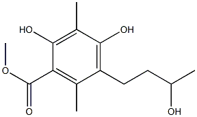 2,4-Dihydroxy-5-(3-hydroxybutyl)-3,6-dimethylbenzoic acid methyl ester Struktur