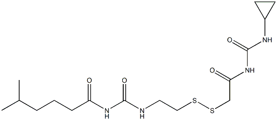 1-(5-Methylhexanoyl)-3-[2-[[(3-cyclopropylureido)carbonylmethyl]dithio]ethyl]urea Struktur