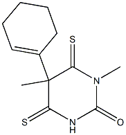 3,4,5,6-Tetrahydro-4,6-dithioxo-5-(1-cyclohexenyl)-1,5-dimethylpyrimidin-2(1H)-one Struktur