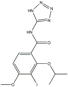 2-Isopropyloxy-3-iodo-4-methoxy-N-(1H-tetrazol-5-yl)benzamide Struktur