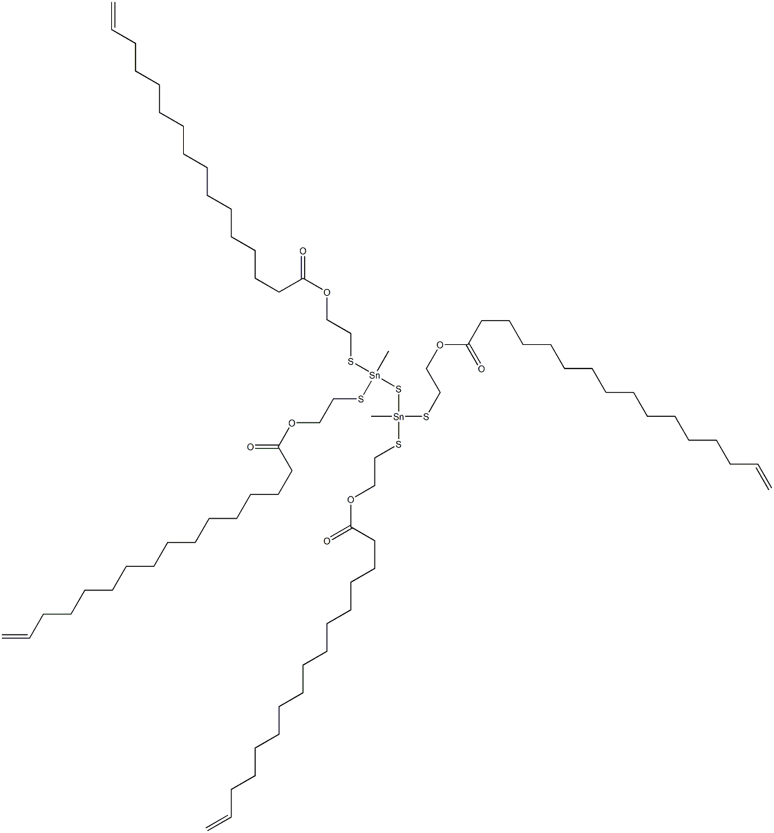 Bis[methylbis[[2-(14-pentadecenylcarbonyloxy)ethyl]thio]stannyl] sulfide Struktur