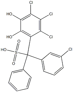 (3-Chlorophenyl)(2,3,4-trichloro-5,6-dihydroxyphenyl)phenylmethanesulfonic acid Struktur