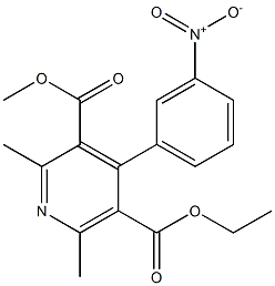 2,6-Dimethyl-4-(3-nitrophenyl)-3,5-pyridinedicarboxylic acid 5-ethyl 3-methyl ester Struktur