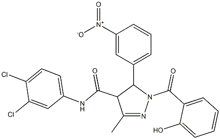 N-(3,4-Dichlorophenyl)-5-(3-nitrophenyl)-1-(2-hydroxybenzoyl)-3-methyl-4,5-dihydro-1H-pyrazole-4-carboxamide Struktur