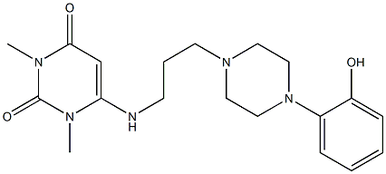 1,3-Dimethyl-6-[3-[4-(2-hydroxyphenyl)piperazine-1-yl]propylamino]uracil Struktur